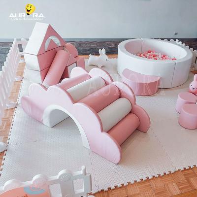China Pastel Pink White Kids Soft Play Equipment Non Toxic Indoor Soft Play Climbers for sale