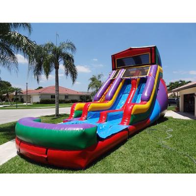 China Custom Blue Purple Red Large Inflatable Water Slide With Pool For Sale for sale