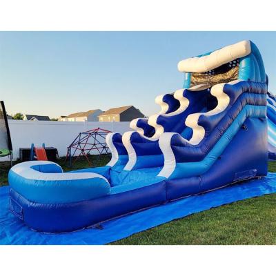 China Kids Rental Event Inflatable Water Slides For Pool Blue Wave Water Slide With Pool for sale
