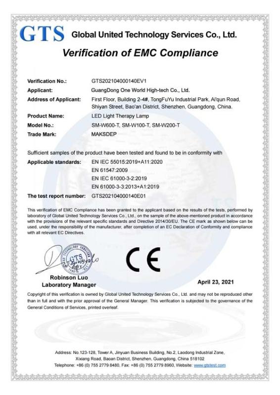 CE- EMC - GuangDong One World High-tech Co., Ltd