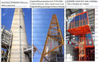 China SC Passenger Hoist SC200/200 Duble Cabinet Height 110 meters Speed 63 m/min for sale