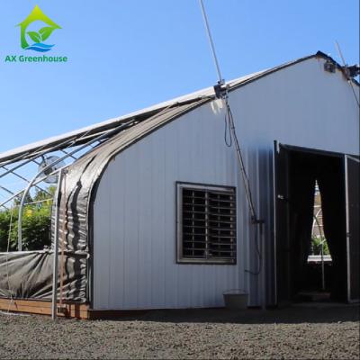 China OEM External Light Deprivation Greenhouse 32m-50m Length Blackout System Greenhouse for growing Mariguana for sale