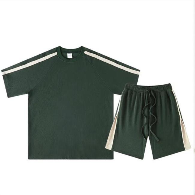 Casual Sportswear 100% Cotton Mens Short Sets 2 Piece Outfits Fashion Summer Tracksuits Set