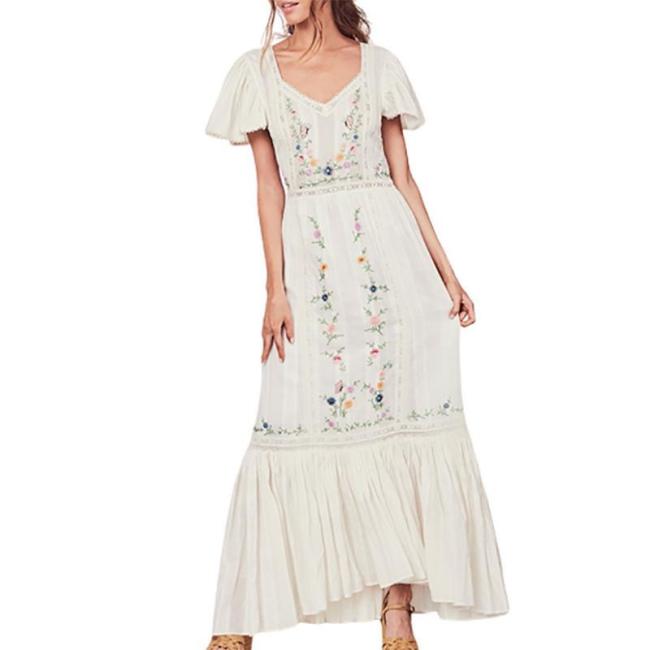 OEM Fashion Summer Fancy Sleeveless V Neck Dress Customized Spaghetti Strapped Floral Printed Back Hollow out Maxi Beach Dresses