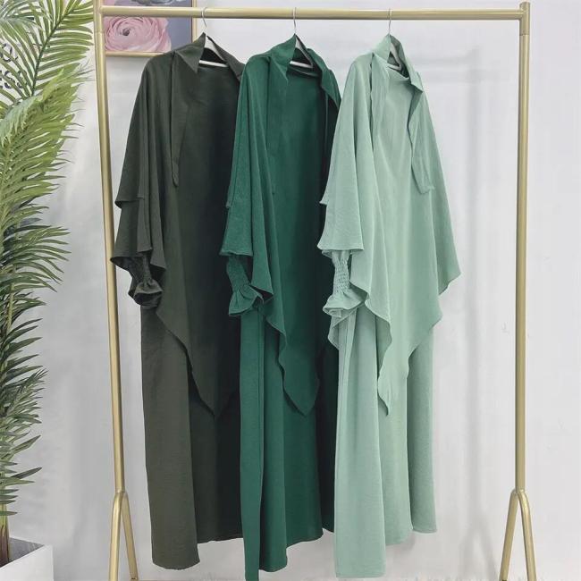 Dubai Abaya 2023 Muslim Women Prayer Islamic Ethnic Clothing with 2 Layer Hijab Abaya Women