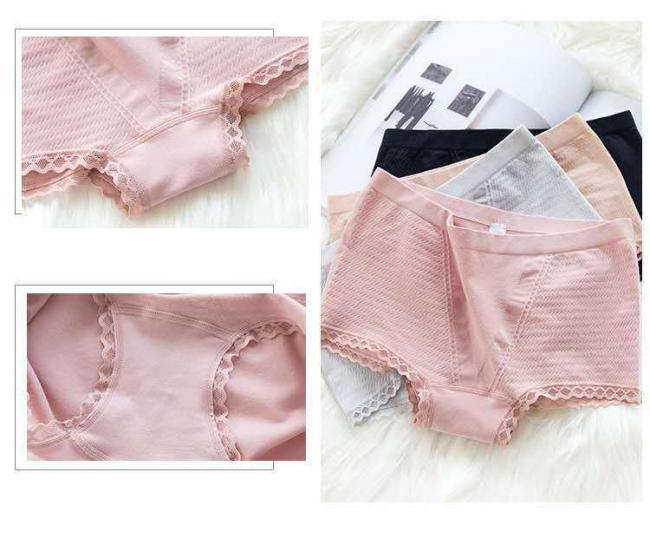 Women Lace Warm Panty Seamless Breathable MID-Waist Ladies Underwear Tummy HIPS Briefs