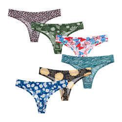 Custom Printed Panties Thong Floral Pattern Girls in Thongs Printed Ice Silk Seamless Briefs