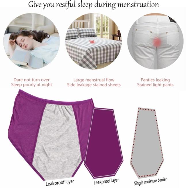Organic Women Panties Menstrual Period Stained Leak Proof Underwear