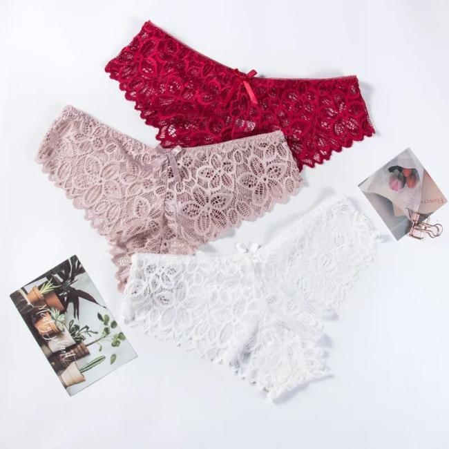 Sexy Lace Panties Soft Breathable Briefs Women Underwear Ladies Panty Transparent Hollow out Underpants Lingerie