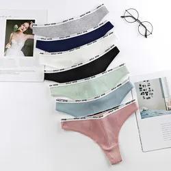Women′s Cotton G-String Thong Panties Underwear Sexy Ladies Letter Low-Rise Lingerie Tangas