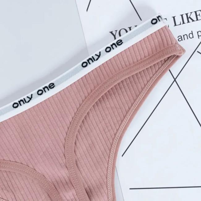 Women′s Cotton G-String Thong Panties Underwear Sexy Ladies Letter Low-Rise Lingerie Tangas