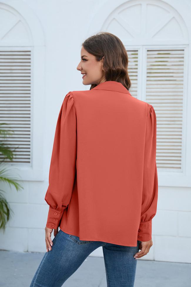 2023 European and American Women′s Spring and Autumn New Chiffon Shirt Women′s Shirt Ruffle Long Sleeve Top Female