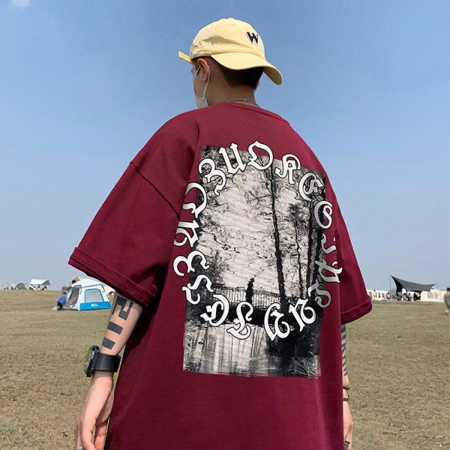 Summer Men Shirts Casual Clothing 100% Cotton T Shirt Round Neck Short Sleeves Tshirt