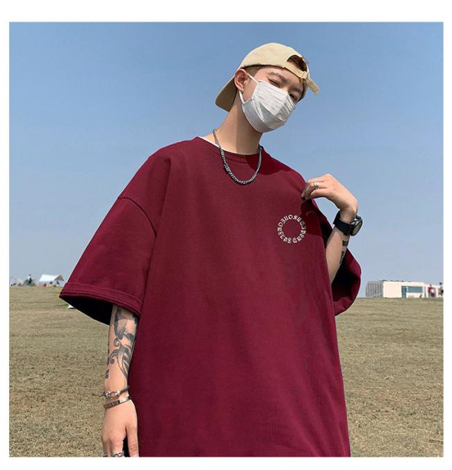 Summer Men Shirts Casual Clothing 100% Cotton T Shirt Round Neck Short Sleeves Tshirt