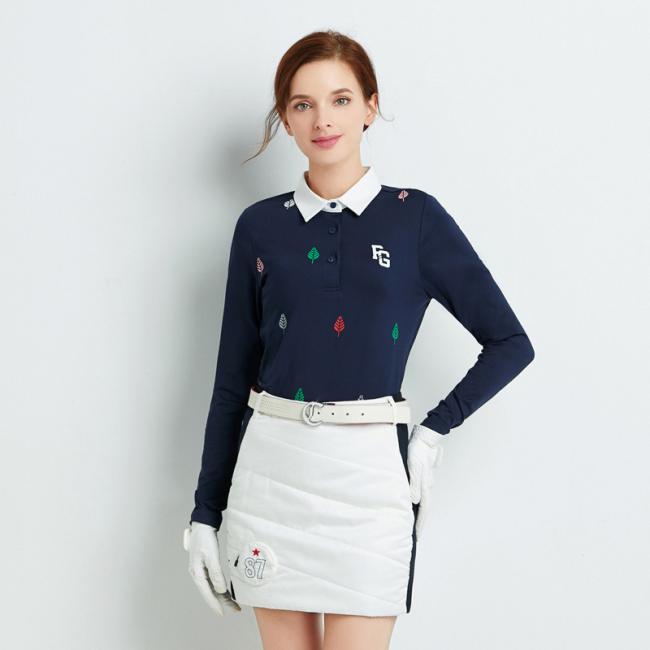 Autumn Golf Shirt Long-Sleeved Sports T Shirt Casual Printed Polo for Women