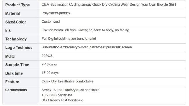 Breathable Man Bicycle Jersey Cycling Jersey Clothes for Men′s Cycling Wear