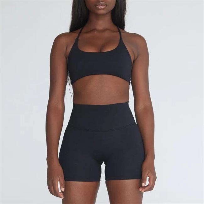 Butt Lifting Workout Nylon Athletic Matching Sexy Gym Fitness Summer Yoga Biker Women Shorts Sets