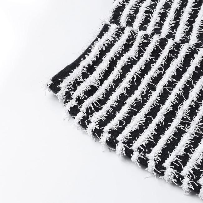 Winter Stripe Casual Pants Knitted Splice High Waist Pants Women