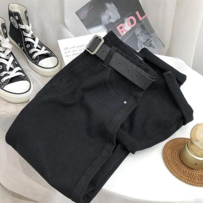 Women′s Mom Jeans Women Casual Streetwear Workout High Waist Mom Jeans Ladies Denim Trousers Pants