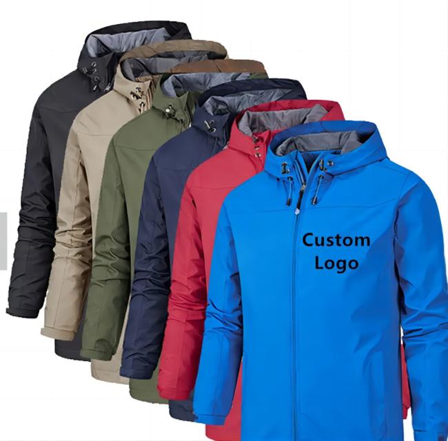 Custom Logo Windbreaker Jacket Men Outdoor Sports Plus Size Climb Mountain Thin Waterproof Hooded Coats