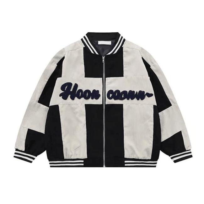 Patchwork Varsity/Letterman Corduroy Jacket Men′s Vintage Casual Baseball Jacket