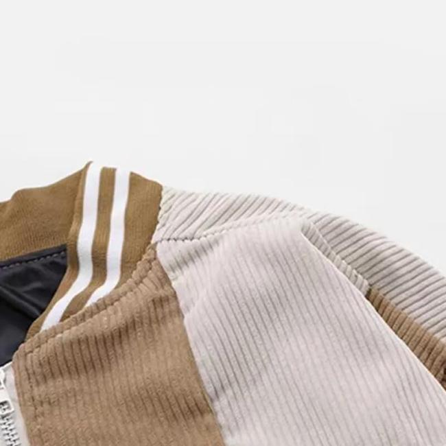 Patchwork Varsity/Letterman Corduroy Jacket Men′s Vintage Casual Baseball Jacket