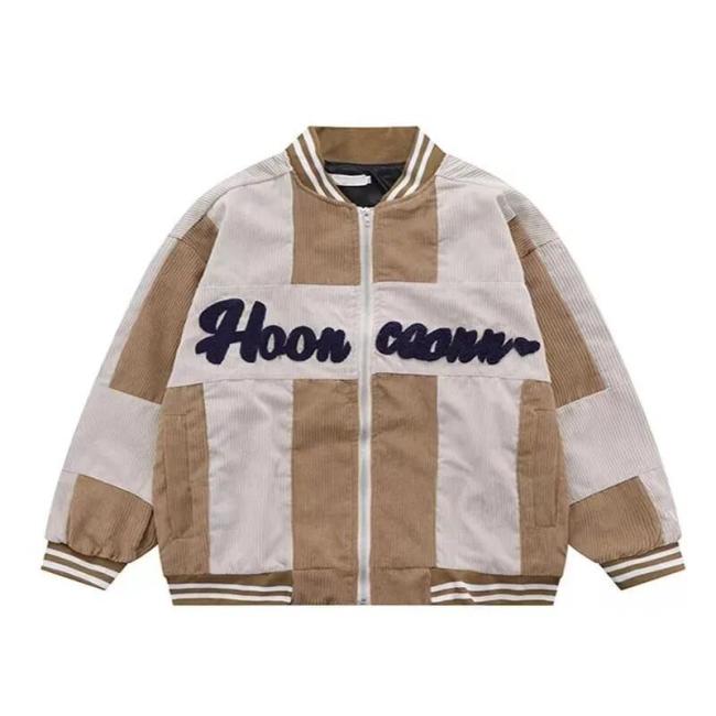 Patchwork Varsity/Letterman Corduroy Jacket Men′s Vintage Casual Baseball Jacket