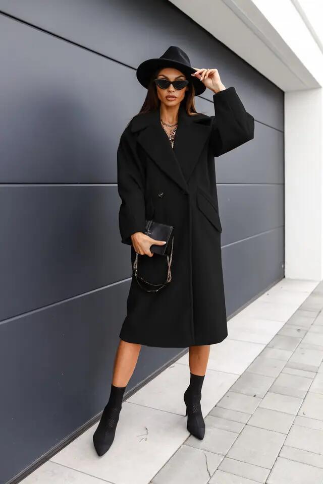 Fall and Winter Woman′s Coats Ladies Jackets Double Cotton Solid Turn Down Collar Long Coats for Women