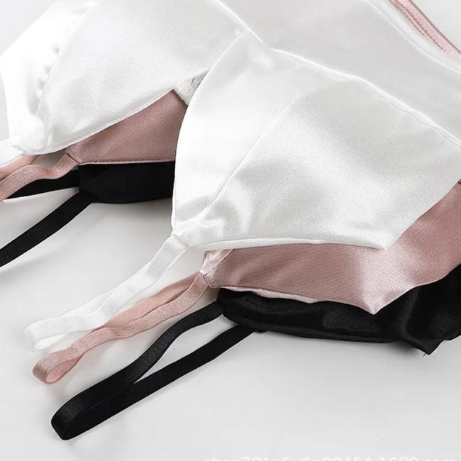 High Quality Beauty Back French Triangle Soft Cup Silk Underwear Smooth and Comfortable Steel-Free Silk Bra