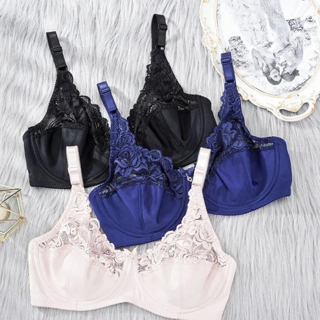 Thin Sexy Lace Breathable Lingerie Bra Adjustable Gathered Bra Large Size Underwear