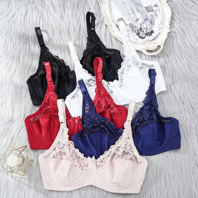 Thin Sexy Lace Breathable Lingerie Bra Adjustable Gathered Bra Large Size Underwear
