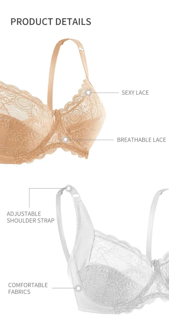 Big Size Ladies Lace Bra Steel Ring Comfortable Gather Thin Cup Full Cup 38 Bra Size Plus Size Women Lace Bra