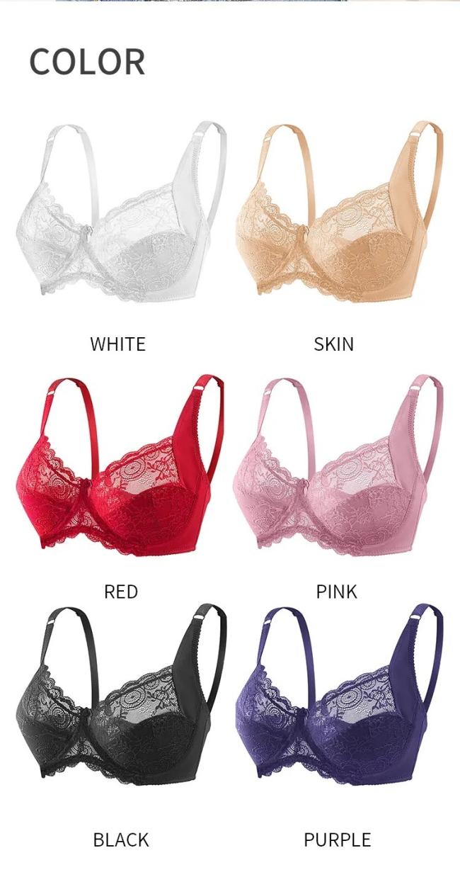 Big Size Ladies Lace Bra Steel Ring Comfortable Gather Thin Cup Full Cup 38 Bra Size Plus Size Women Lace Bra