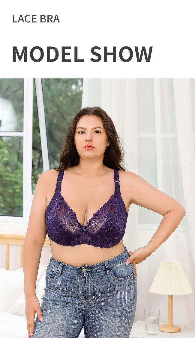 Big Size Ladies Lace Bra Steel Ring Comfortable Gather Thin Cup Full Cup 38 Bra Size Plus Size Women Lace Bra