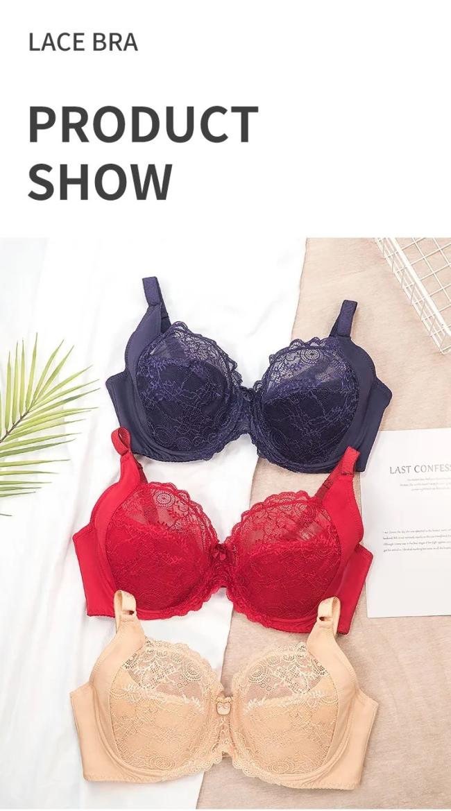 Big Size Ladies Lace Bra Steel Ring Comfortable Gather Thin Cup Full Cup 38 Bra Size Plus Size Women Lace Bra