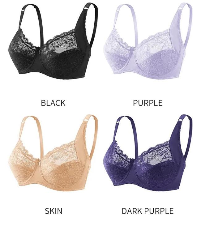 Floral Big Size Ladies Lace Bra Steel Ring Comfortable Gather Thin Cup Full Cup 38 Bra Size Plus Size Women Lace Bra