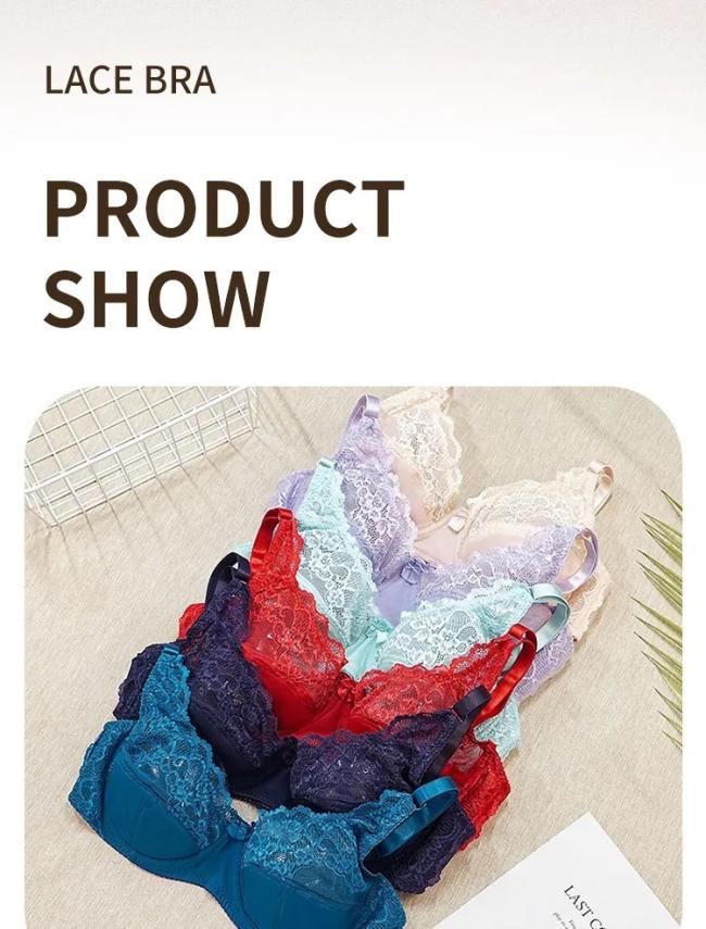 Woman Bras Push up Lace Bra Full Coverage Cups Big Size Bra Breast Push up Thin Underwear