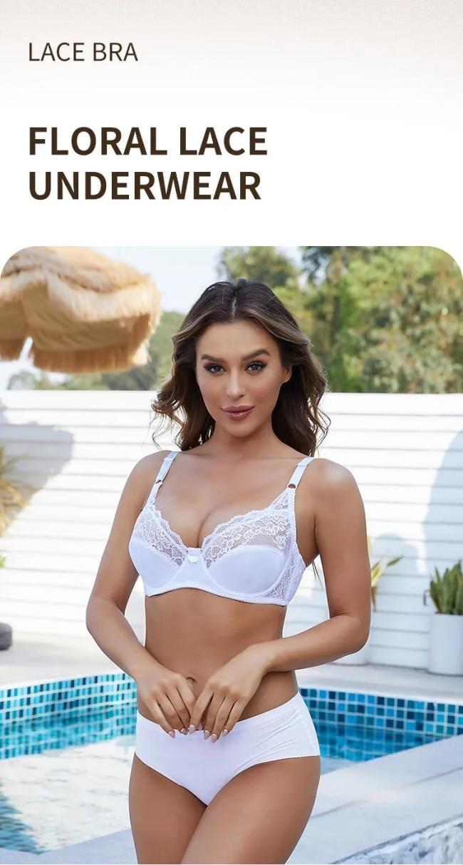Woman Bras Push up Lace Bra Full Coverage Cups Big Size Bra Breast Push up Thin Underwear