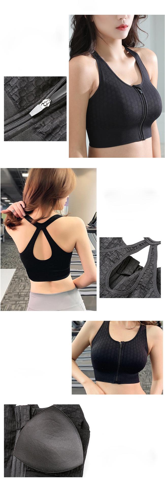 Women Sports Bra Front Zip Wear Cottontops Plus Size Yoga Bra