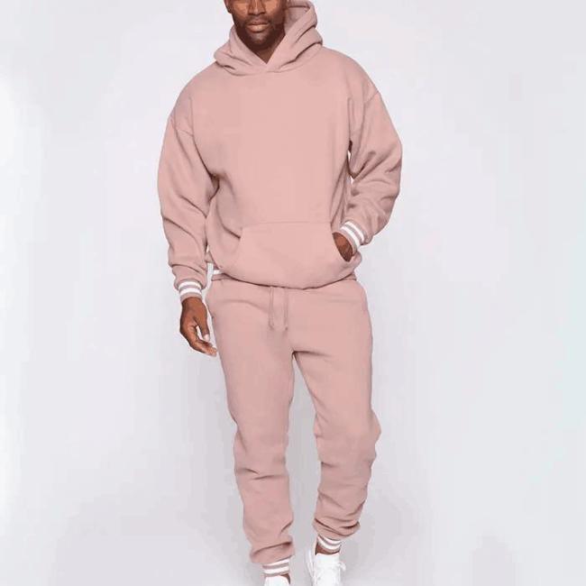 Custom Cotton Sports Plus Size Men′s Jogger Sweatsuit Gym Plain Fleece Winter Pink Jogging Hoodies Tracksuits Apparel Set