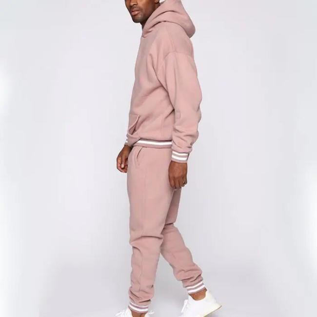 Custom Cotton Sports Plus Size Men′s Jogger Sweatsuit Gym Plain Fleece Winter Pink Jogging Hoodies Tracksuits Apparel Set