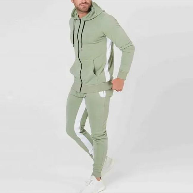 Active Wear High Quality Heavyweight 100% Cotton Men Tracksuit Custom Full Zip Sweatpants and Hoodies Set for Men