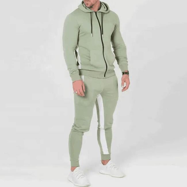Active Wear High Quality Heavyweight 100% Cotton Men Tracksuit Custom Full Zip Sweatpants and Hoodies Set for Men