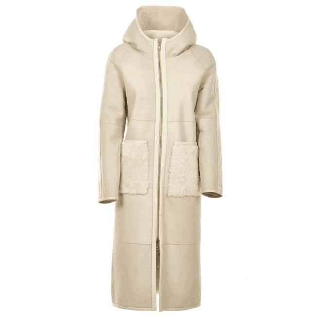 Top Quality Real Leather Jacket Lightweight Comfortable Shearling Coat with Hood Handmade in Italy for Women′s Fashion