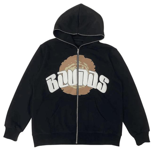 Custom Wholesale 100% Cotton Premium 3D Full Zip up Puff Print Hoodie