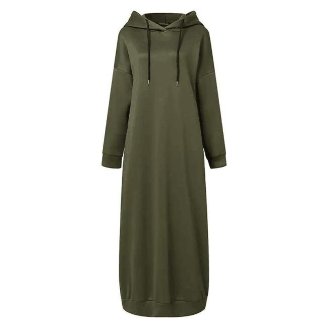Solid Color of Long Style Set Islamic Clothing Autumn Winter Hooded Coat for Abaya Women Muslim Dress and Lady Hoodies Coat