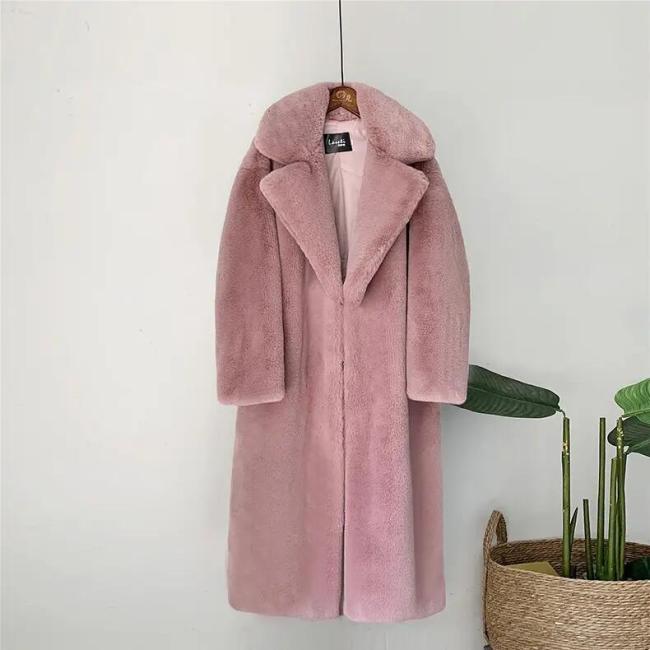 2023 Winter Women Coat Luxury Vegan Fur Coat Faux Mink Fur Women Long Faux Fur Coat for Ladies