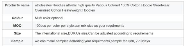 Wholesales Hoodies Athletic High Quality Various Colored 100% Cotton Hoodie Streetwear Oversized Cotton Heavyweight Hoodies