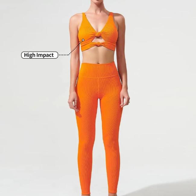 Wholesale Custom Logo Gym Legging High Impact Sports Bra 3PCS Long Sleeve Yoga Wear Gym Fitness Sets