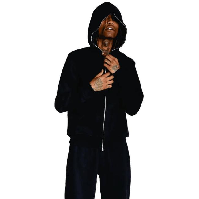 Mens Hoodies Custom Logo on Face Chest Embroidery Design Slim Body Heavy Weight Hoodies Men Full Zip up Hoodie